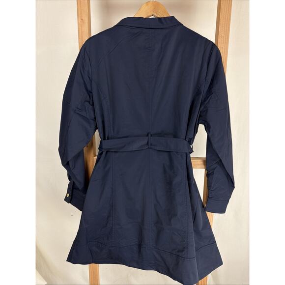 NWT CM Ciao Milano ITALY Navy Zip Up Ruffle Raincoat #0969 Size XL - Picture 4 of 5